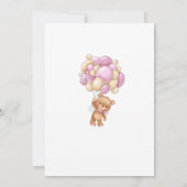 Invitation Bear Pink Balloons Baby Shower Menu (Dos)