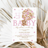 Invitation Bear Pink Balloons Girl Baby shower