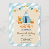Invitation Bear pique-nique garçon fête (Devant / Derrière)