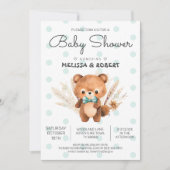 Invitation Bear Polka Baby Boy Douche (Devant)