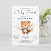 Invitation Bear Polka Baby Boy Douche (Debout devant)