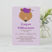 Invitation Bear Purple Photo Kindergarten Graduation (Debout devant)