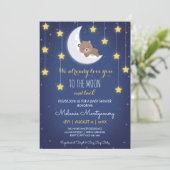 Invitation Bear Sleeping Vous Aimez La Lune Baby shower arriè (Debout devant)