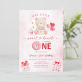 Invitation Bear Sweetheart Valentine 1st Birthday Balloon (Debout devant)
