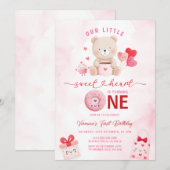Invitation Bear Sweetheart Valentine 1st Birthday Balloon (Devant / Derrière)