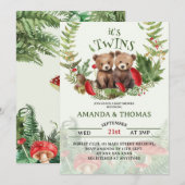 Invitation Bear Twins Woodland Baby shower à thème (Devant / Derrière)