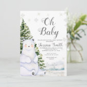 Invitation Bear Winter Snowflakes Baby shower de Noël (Debout devant)