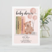 Invitation Bear with Books Bearly Wait Girl Baby Shower (Debout devant)