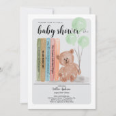 Invitation Bear with Books Bearly Wait Green Baby Shower