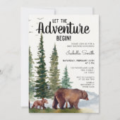 Invitation Bear Woodland Baby shower (Devant)