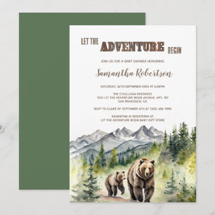 Invitation Bear Woodland Laisser L'Aventure Commencer Le Baby