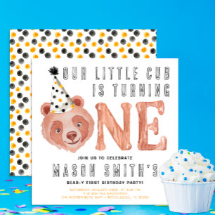 Invitation Bear y Cute "Party Animal" 1er Anniversaire Invita