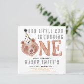 Invitation Bear y Cute "Party Animal" 1er Anniversaire Invita (Debout devant)