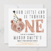 Invitation Bear y Cute "Party Animal" 1er Anniversaire Invita (Devant)