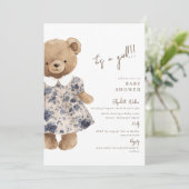 Invitation Bear-y Cute Teddy Bear It's a Girl Baby Shower (Debout devant)