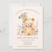 Invitation Bear-y Special Spring Floral First Birthday (Devant)