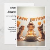 Invitation Bearded dragon party animals, chameleon birthday  (Devant / Derrière)