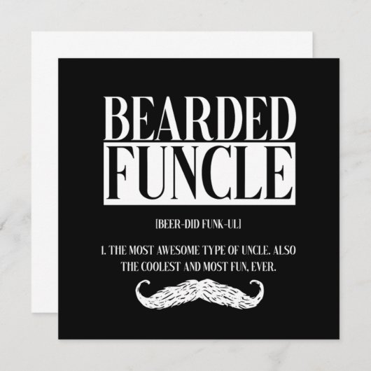 Invitation Bearded Funcle Uncle Nephew Niece Godfather (Devant / Derrière)
