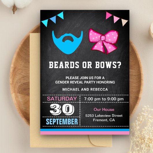 Invitation Beares ou Bows Genre Reveal Party