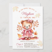 Invitation Bearly croire que la fille en peluche automne fête (Devant)