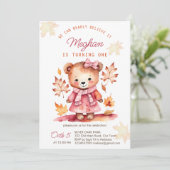 Invitation Bearly croire que la fille en peluche automne fête (Debout devant)