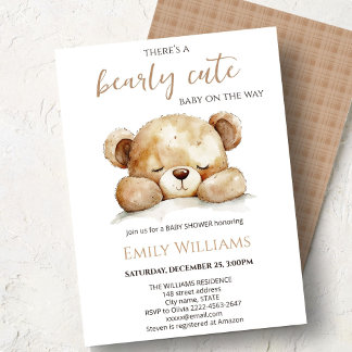 Invitation Bearly Cute Baby Shower | Minimaliste neutre