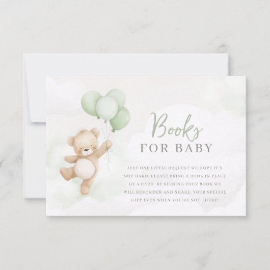 Invitation Bearly Wait Baby Shower Sage Bear Books For Baby (Devant)