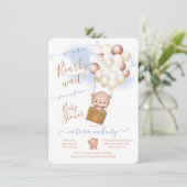 Invitation Bearly Wait Baby Shower Teddy Bear Balloons (Debout devant)