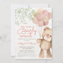 "Bearly Wait" Ballons d'ours rose, Baby shower de 