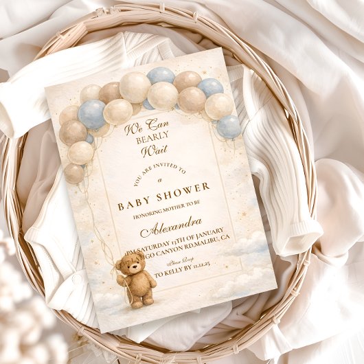 Invitation Bearly Wait Balloon Baby Shower