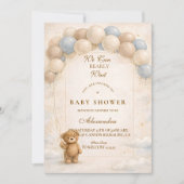 Invitation Bearly Wait Balloon Baby Shower (Devant)