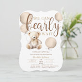 Invitation Bearly Wait Balloon Neutre Baby shower Ours Teddy (Debout devant)