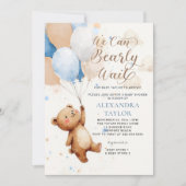 Invitation Bearly Wait Balloons Aquarelle Baby shower garçon (Devant)