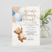 Invitation Bearly Wait Balloons Aquarelle Baby shower garçon (Debout devant)