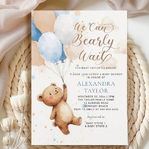 Invitation Bearly Wait Balloons Aquarelle Baby shower garçon