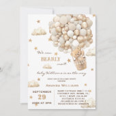 Invitation Bearly Wait Bear Balloons garçon fille Baby shower (Devant)