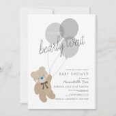 Invitation Bearly Wait Bear Grey Baby shower virtuel (Devant)