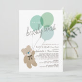 Invitation Bearly Wait Bear Mint Baby shower par courrier (Debout devant)