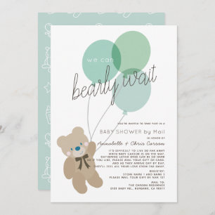 Invitation Bearly Wait Bear Mint Baby shower par courrier
