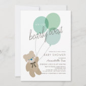 Invitation Bearly Wait Bear Mint Green Baby shower virtuel (Devant)