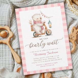 Invitation Bearly Wait Bear Scooter Girl Baby shower