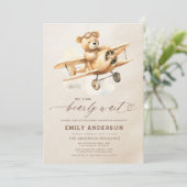 Invitation Bearly Wait Beige Genre Neutre Baby shower (Debout devant)