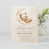 Invitation Bearly Wait Beige Genre Neutre Baby shower (Debout devant)