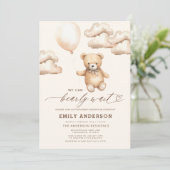 Invitation Bearly Wait Beige Genre Neutre Baby shower (Debout devant)
