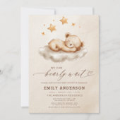 Invitation Bearly Wait Beige Genre Neutre Baby shower (Devant)