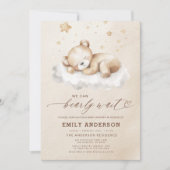 Invitation Bearly Wait Beige Genre Neutre Baby shower (Devant)