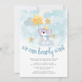 Invitation Bearly wait bleu ours étoile & ciel baby shower (Devant)