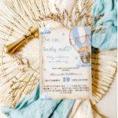 Invitation Bearly Wait Blue Hot Air Balloon Baby Boy Douche