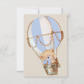 Invitation Bearly Wait Blue Hot Air Balloon Baby Boy Douche (Dos)