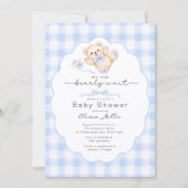 Invitation Bearly Wait Blue Teddy Bear Baby Shower Invite (Devant)